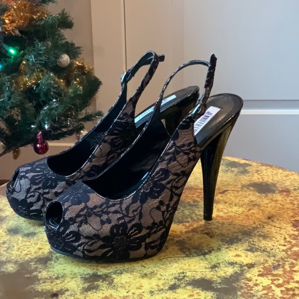 Open Toe Lace Heels